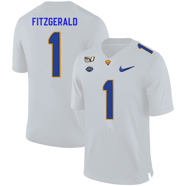 2019 Men #1 Larry Fitzgerald Pitt Panthers College Football Jerseys Sale-White - Click Image to Close